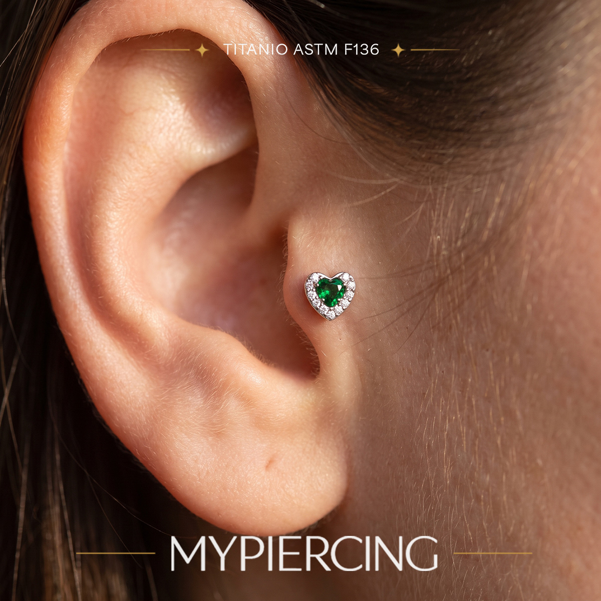 Titanium heart labret with zirconia - Image 2