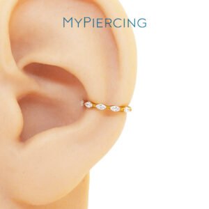 Anello Con Zirconi Punta Acuta Di Titanio ASTM F136