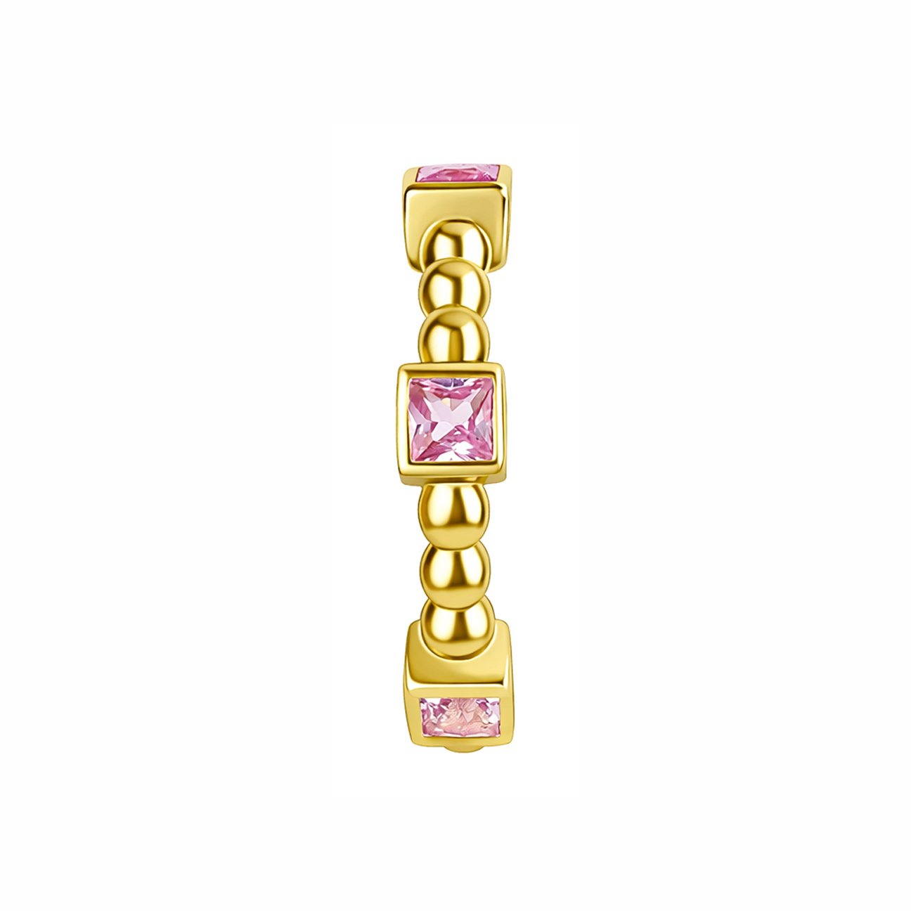 Anello in Oro 18k con Zaffiri Rosa Quadrati - immagine 2