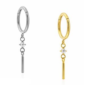 Anello con Pendente Bastone Di Titanio ASTM F136 Con Zirconia