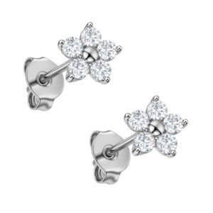 Orecchino Fiore di Zirconi in Titanio