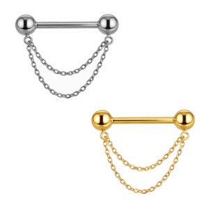 Barbell Mamilo 2 Palline Con Catena Doppia Titanio ASTM F136