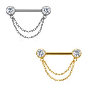 Barbell Di Titanio ASTM F136 Con Zirconie e Due Catene