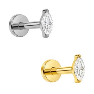 Labret Zirconia Navette in Titanio ASTM F136 Push Pin