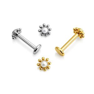 Labret Perla con Beads in Titanio ASTM F136