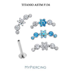 Labret Cluster con Fiore di Titanio ASTM F136 Incastonato