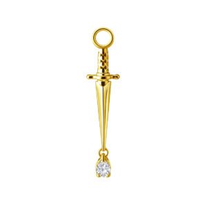 Oro 18k Pendente Coltello con Created Diamond