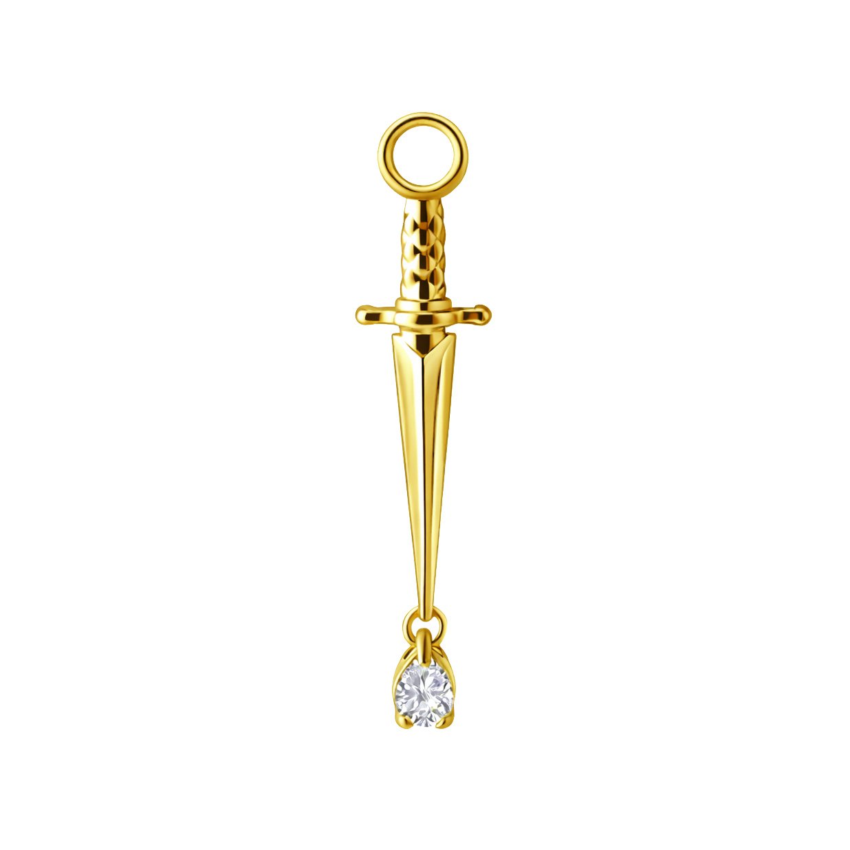 Oro 18k Pendente Coltello con Created Diamond