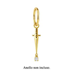 Oro 18k Pendente Coltello con Created Diamond