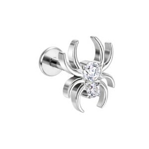 Labret Ragno Liscio di Titanio ASTM F136 con Zirconi