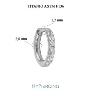 Orecchino A Cerchio Pietra 1,6 Di Titanio ASTM F136 Con Zirconi Doppia Faccia