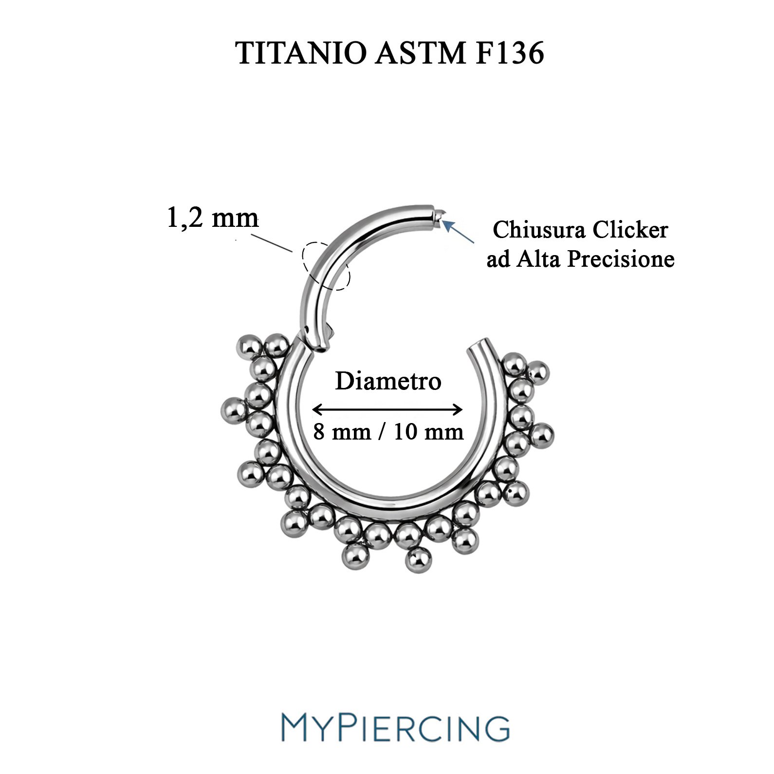 Anello Clicker Con Tri-Beads Di Titanio ASTM F136 - immagine 3