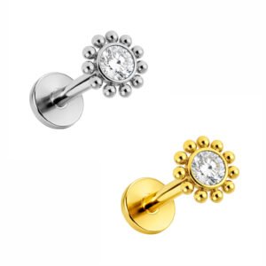 Labret Sole di Titanio ASTM F136 con Zirconi