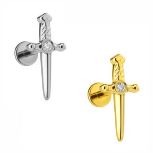 Labret Pugnale di titanio con Zirconi