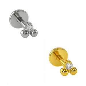 Labret Trillion 2 Beads e 1 Zirconia In Titanio ASTM F136