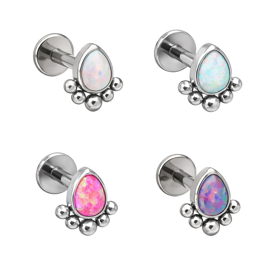 Goccia con Beads Labret in Titanio ASTM F136