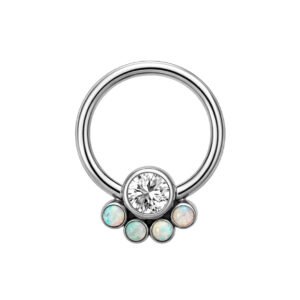 Captive in Titanio con Zircone e Opali