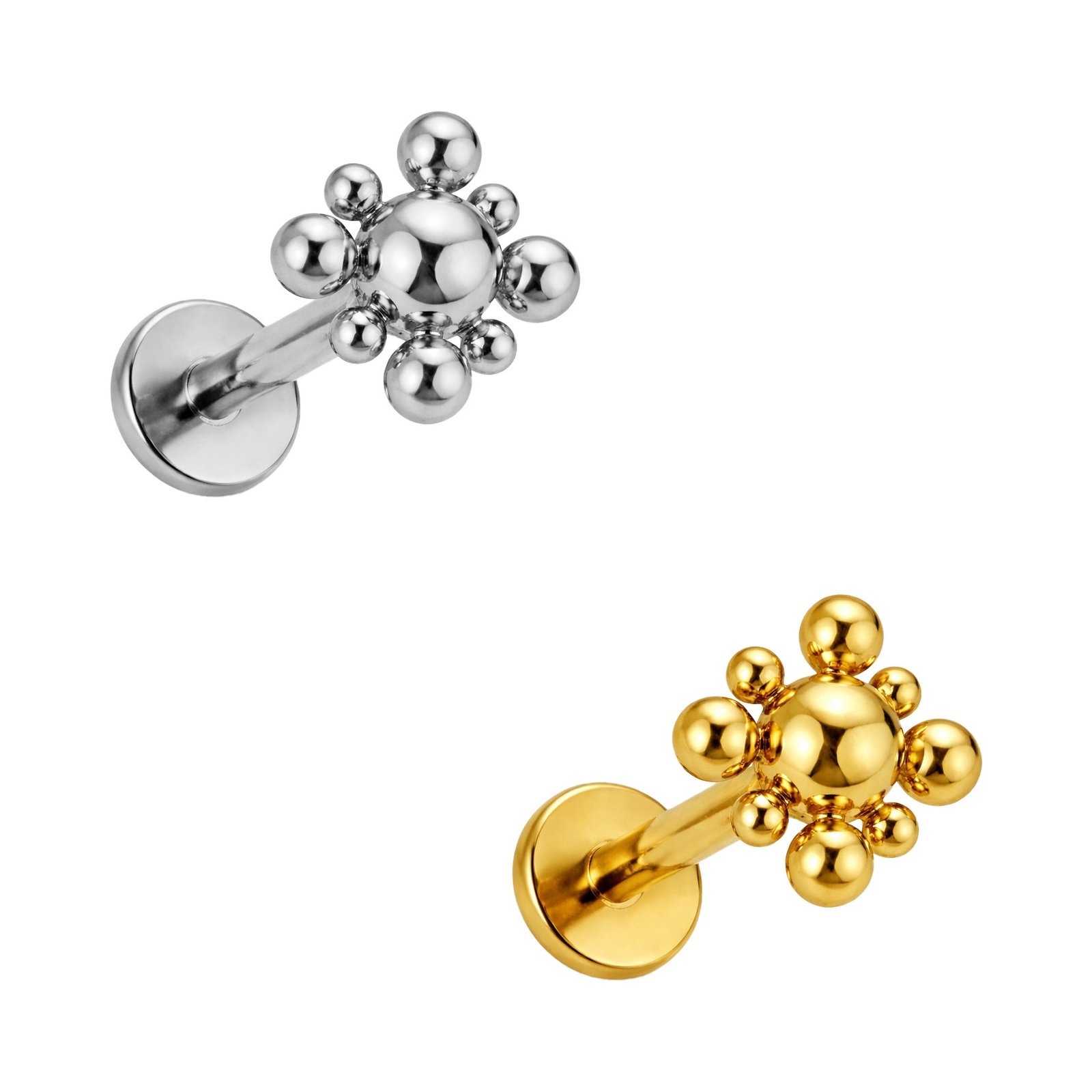 Labret Quadrato Beaded Liscio di Titanio ASTM F136