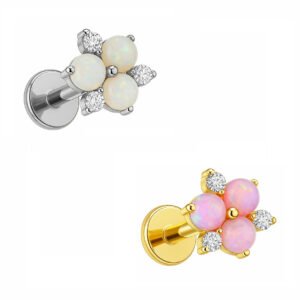 Labret Fiore Trillion di Titanio ASTM F136 con Opale