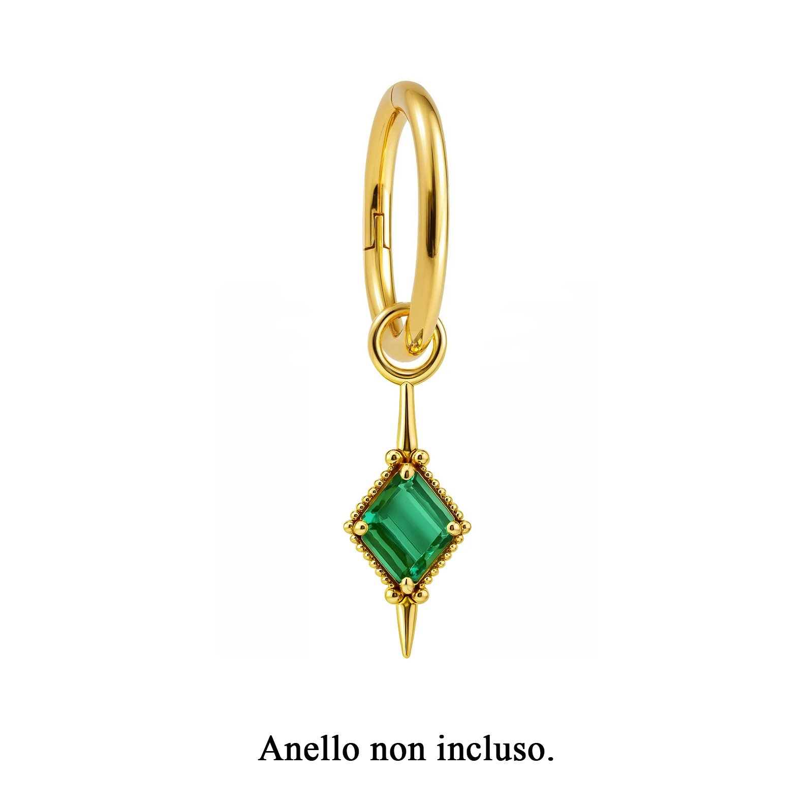 Oro 18k Pendente con Smeraldo Brasiliano - immagine 2