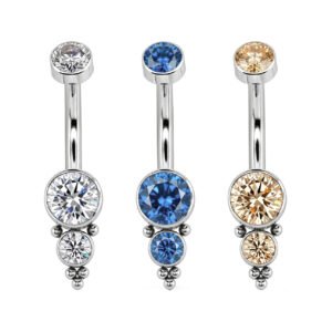 Banana in Titânio ASTM F136 con Zirconi e 5 Beads Indiane