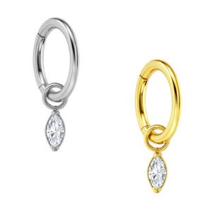 Clicker Ovale in Titanio ASTM F136 con Pendente di Zirconia