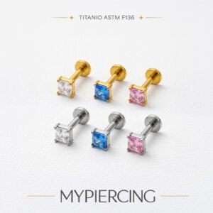Labret Zirconia Quadrata in TitanioASTM F136