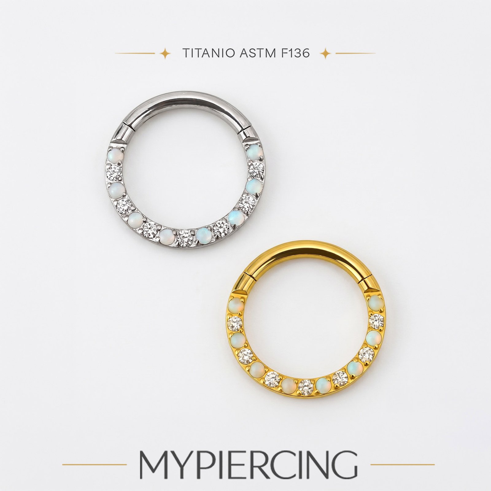 Anello Slim di Zirconi e Opali in Titanio ASTM F136 - immagine 3