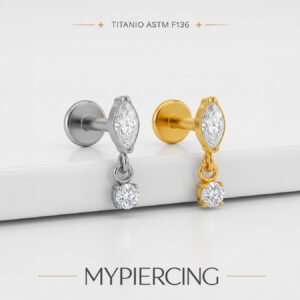 Labret Navetta di Zirconia con Punto di Luce pendente in ASTM F136