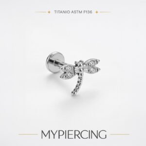 Labret Libellula in Titanio ASTM F136 con Zirconi