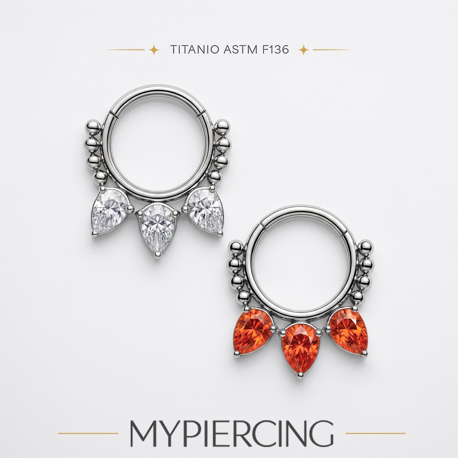 Clicker Beaded Piramides Titanio ASTM F136 - immagine 2