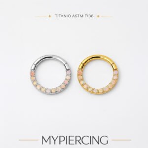 Anello Clicker Slim di Titanio ASTM F136 con Opali