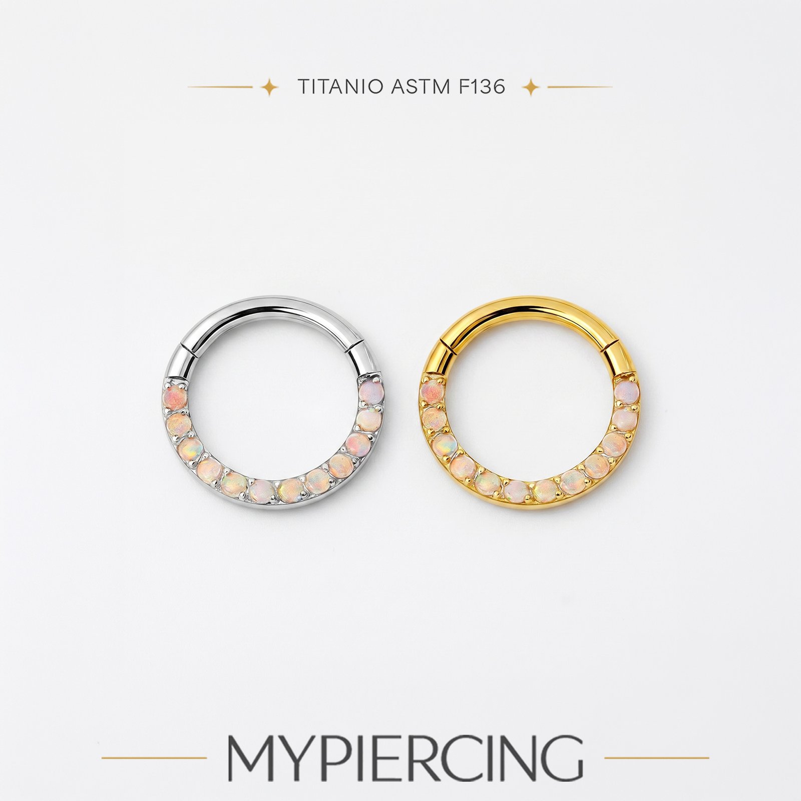 Anello Clicker Slim di Titanio ASTM F136 con Opali - immagine 2