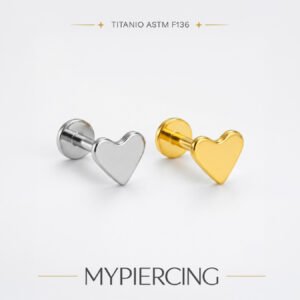Labret Cuore Liscio 6mm di Titanio ASTM F136