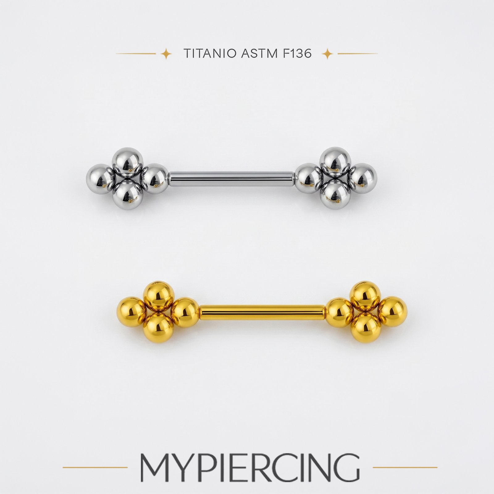 Barbell Di Titanio ASTM F136 Con Palline Grandi Push Pin - immagine 3