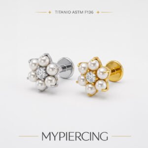 Labret Fiore di Perla in Titanio ASTM F136