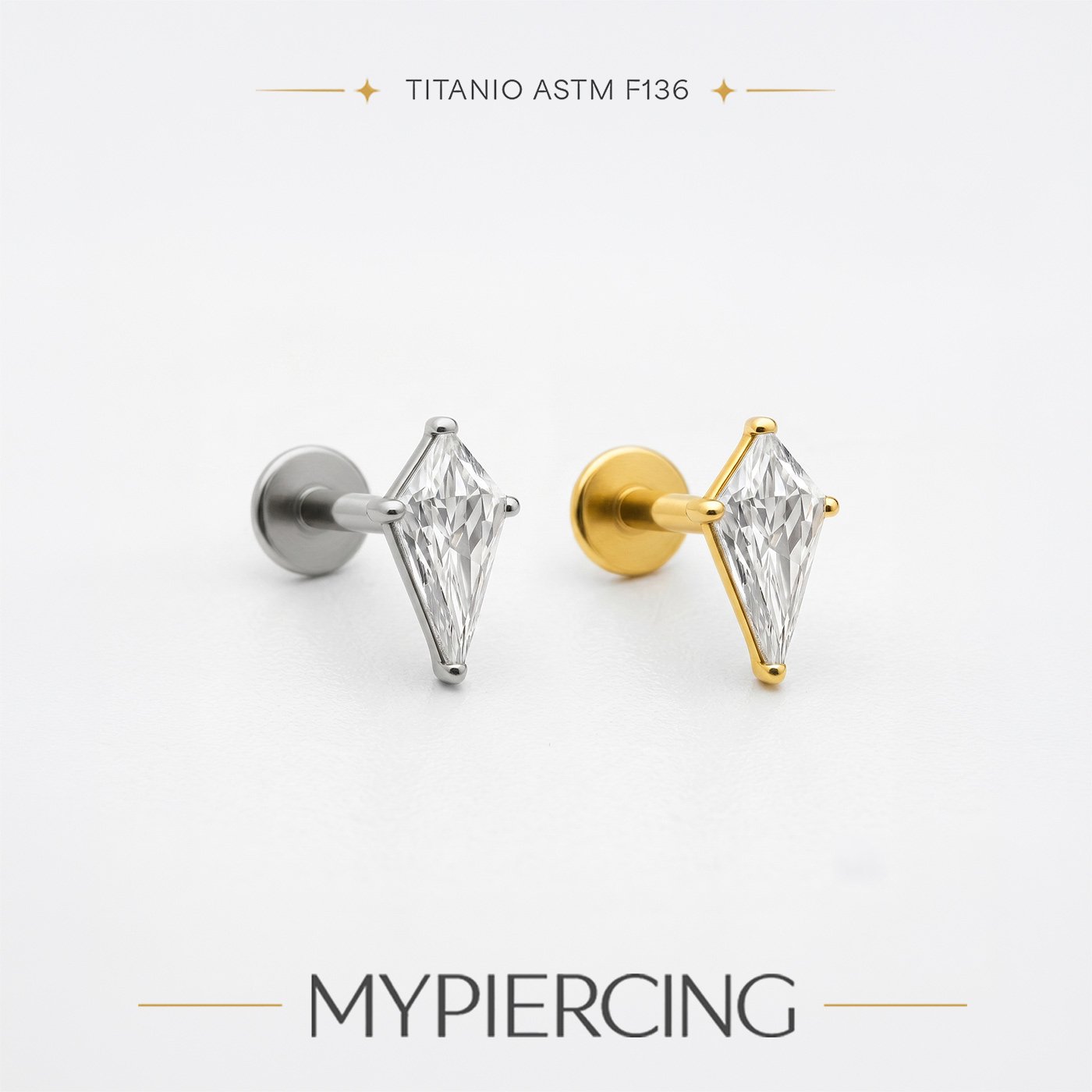 Labret Rombo di Zirconia in Titanio - immagine 3