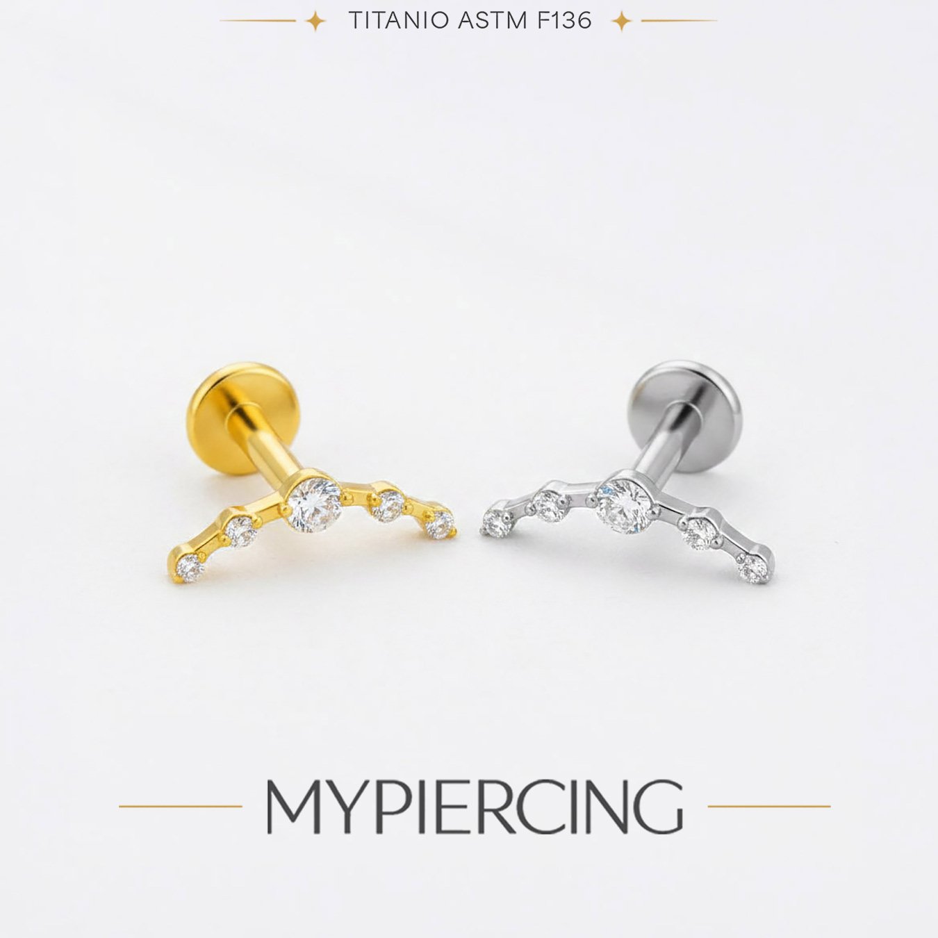 Labret di Titanio Push Pin con Zirconia - immagine 2