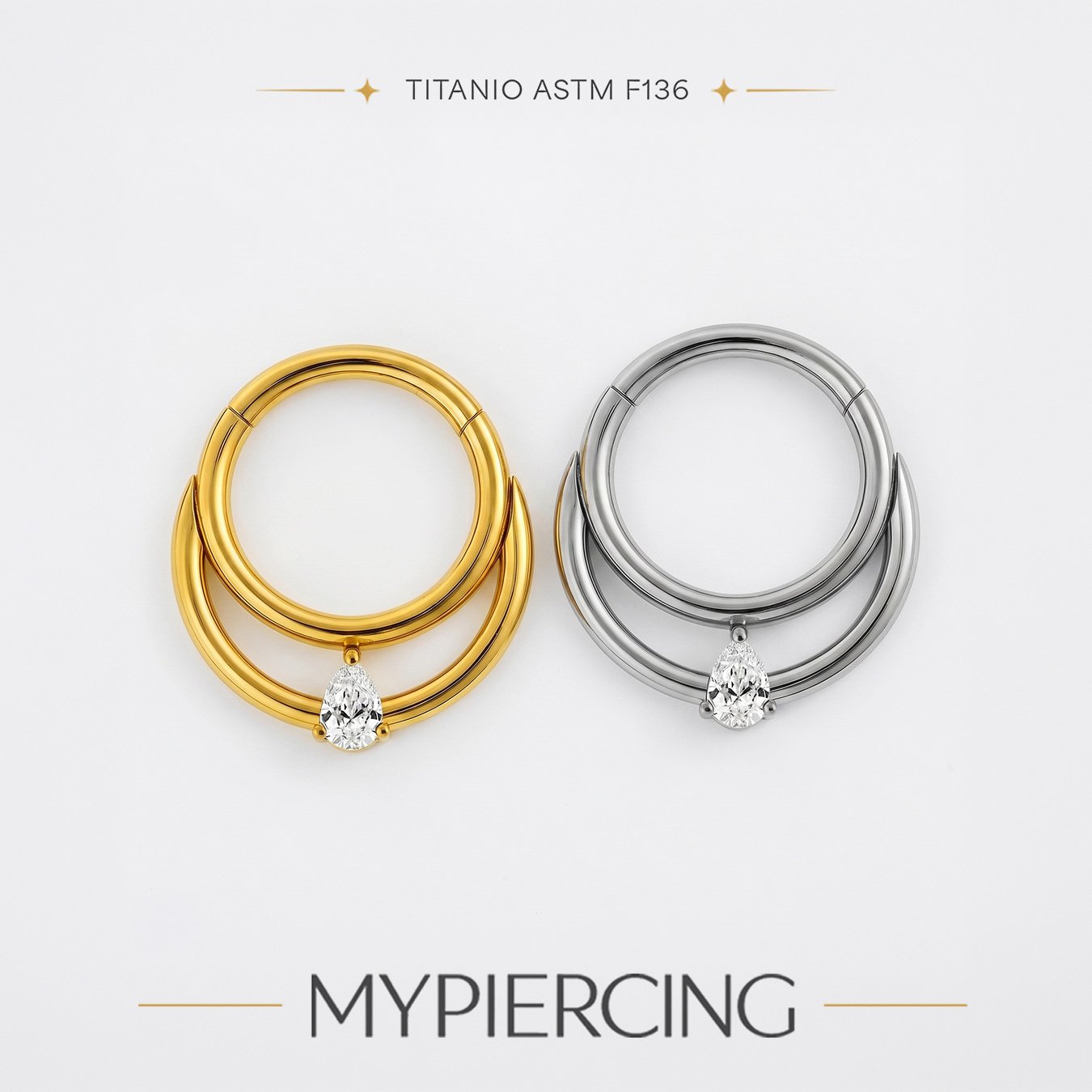 Anello Clicker Segmentato Doppio di Titanio ASTM F136 con Zirconia - immagine 4