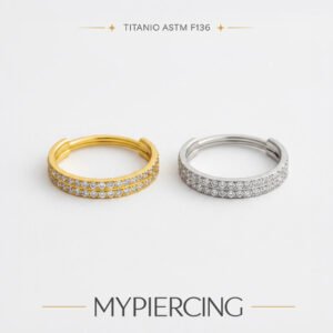 Anello Clicker di Titanio ASTM F136 con Due File di Zirconie
