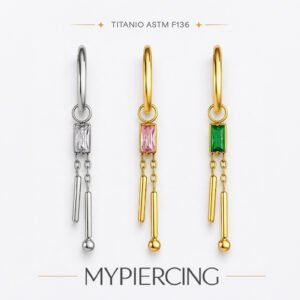 Anello Square Needles in Titanio ASTM F136 con Zirconia