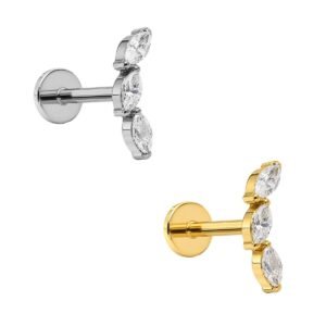 Labret Mini Ghirlanda in Titanio con Zirconi Push Pin