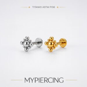 Labret Quadrato Beaded Liscio di Titanio ASTM F136