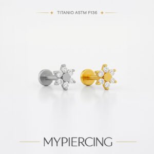 Labret Fiore Incastonato in Titanio ASTM F136
