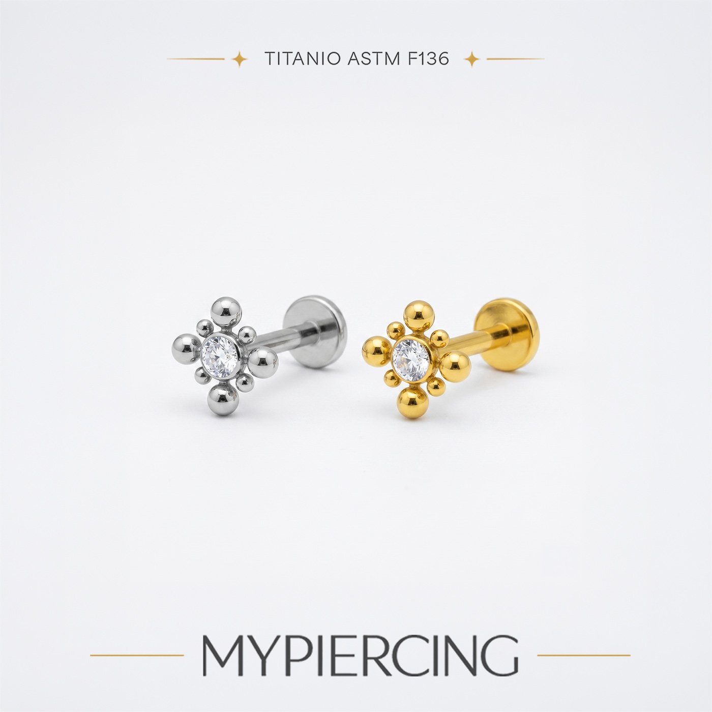 Labret di Titanio ASTM F136 con Zirconia - immagine 2