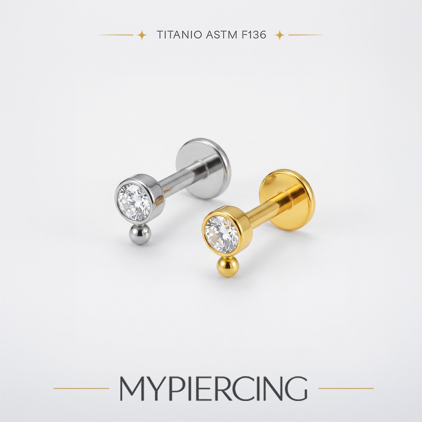 Labret Punto di Luce con Bead in Titanio ASTM F136 - immagine 3