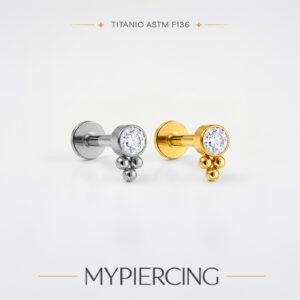 Labret Punto di Luce con Beads in Titanio ASTM F136