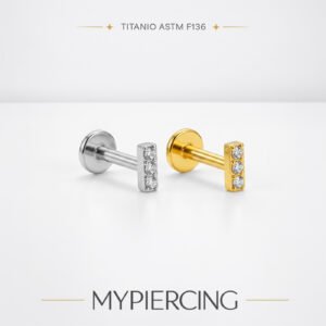 Labret Barra Mini con Zirconi in Titanio ASTM F136
