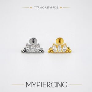 Labret 3 Navette con Beads in Titanio ASTM F136
