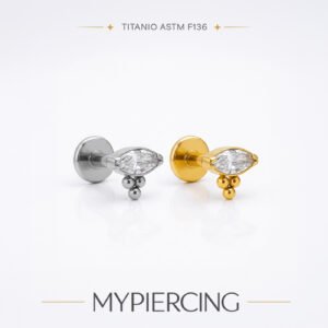 Labret Navetta di Zirconia con Beads di Titanio